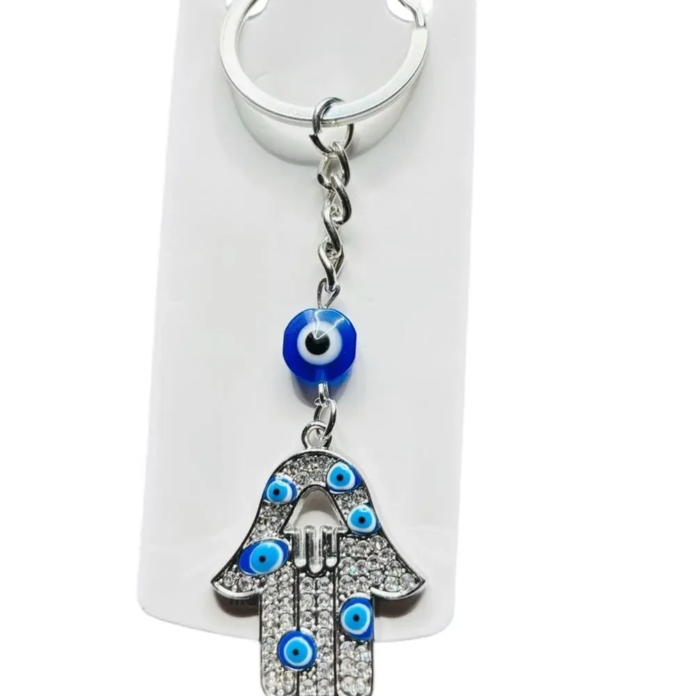 Silver and Blue Evil Eye Key Holder